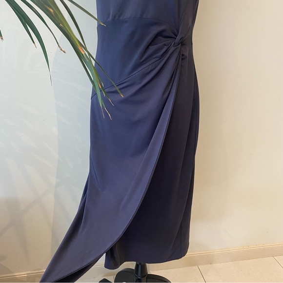 August Midi Dress Grey Cowl neck Satin Bodycon Classic and Elegant Size 14 - Picture 12 of 13